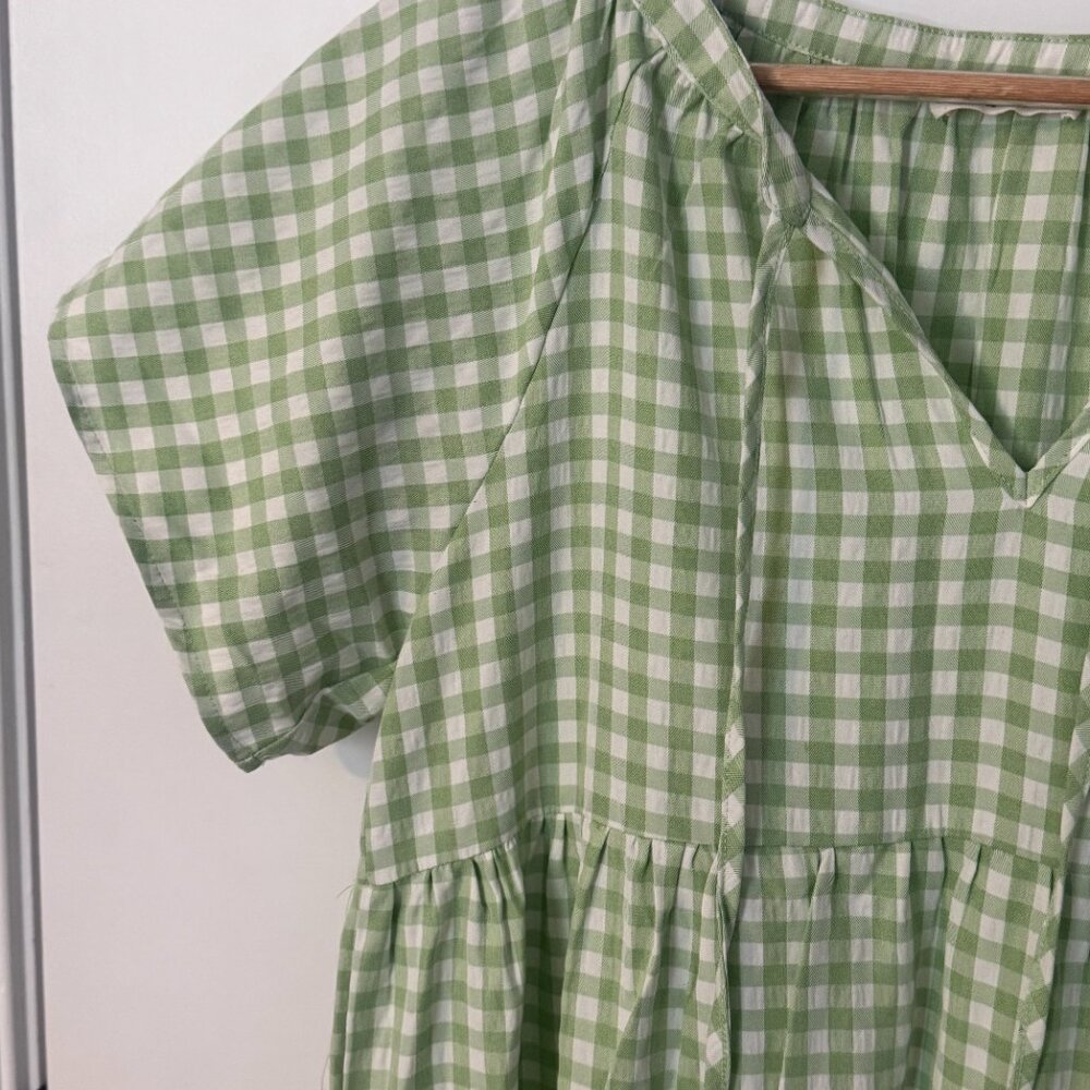 In Loom Dress Cottage core Green and White Smocked Maxi Medium - Picture 2 of 5